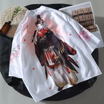 Japonijos Kimonos Animacinį personažą Spausdinti Cardigan Harajuku Prarasti Kimono Palaidinės Feminino Viršutiniai Marškinėliai Moterims Žmogus Paltai Yukata