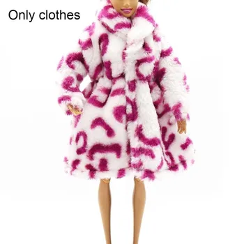 Lėlės Kailis Mergaičių Grožio Žaislas, Lėlė Priedai Žiemą Dėvėti Suknelę, Drabužių Leopard 