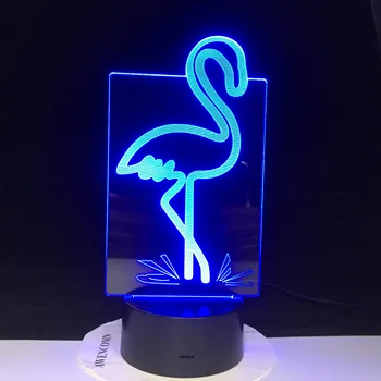 3D-3342 Flamingo 3D LED Šviesos Vaikų Kambarį Naktį Lempos 7/16 Spalvų Keitimas Gimtadienio proga Kūrybos 3D LED Šviesos