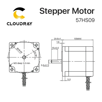 Cloudray Leadshine 2 etapas Stepper Motorinių 57HS09 už NEMA23 4.2 Ilgis 54mm Veleno 6.35 mm