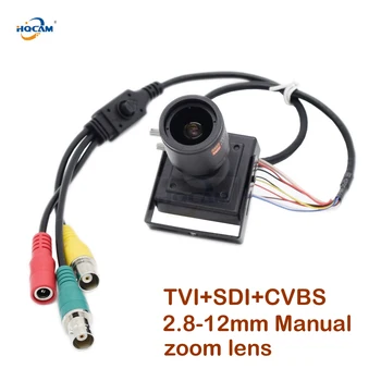 HQCAM TVI+SDI+CVBS 50fps 1080P 60fps EX/HD-SDI Kameros 2.8-12mm Rankinis zoom Mini SDI Kameros LANGELĮ Kameros WDR OSD valdytojas