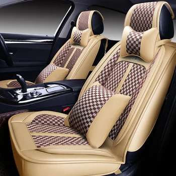 Visiška PU Oda automobilių sėdynės padengti linų pluošto auto sėdynės apima hyundai creta ix25 elantra i30 i40 ix35 kona santa fe