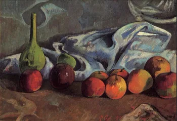 Aukštos kokybės Aliejaus tapybos Drobės Reprodukcijos natiurmortas su obuoliais ir žalia vaza (1890) pateikė Paul Gauguin rankomis dažyti