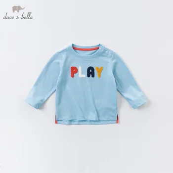 DBA14616 dave bella rudenį kūdikių berniukų gražus laiškas appliques T-shirt vaikų viršūnes berniukai mados vaikai mados tees