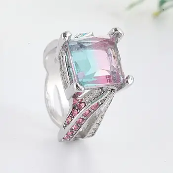 2020 naujų svajonių mergina širdies lady crystal žiedą rožinės spalvos mėlyna colorAlloy prabanga, aukštos kokybės ponios dovana žiedas Q4X998