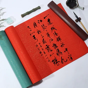 20m Ilgio Pažymėkite Batikos Paauksuota Tirštėti Xuan Popieriaus su Aukso Dėmėtojo Antikvariniai Pusiau Prinokusių Ryžių Popieriaus Kinų Tapybos Teptuku Popieriaus Darbai