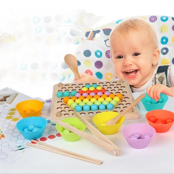Karoliukų Žaidimas Montessori ankstyvoje Vaikystėje Vaikams, Mediniai Įrašą Rutulio Įspūdį Tėvų-vaikų Interaktyvūs Žaislai Vaikams Dovanos