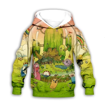 Vaikai 3D animaciją anime Spausdinti nustatyti vaikų nuotykių laikas palaidinės rudenį Hoodies puloveris mergaitė berniuko, kailis, užtrauktukas marškinėliai