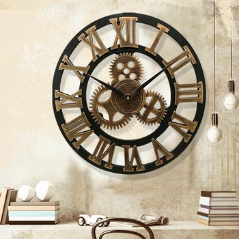 Retro Kaimiškas 3D Sieninis Laikrodis Rankų darbo Dekoratyvinė Prabanga Meno Didelis Įrankių Medinis Laikrodis Vintage Dideli Sieniniai Laikrodžiai ant Sienos Dovanų