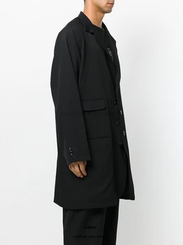 N-6XL! Didelis metrų vyrų drabužiai 2018 m. Žiemos naujas vidutinio ilgio švarkas su dvigubos kišenės pritaikyta švarkas apykaklės atsitiktinis paltai