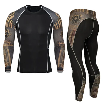 2021 Naujas Suspaudimo Rinkinys vyriški Ilgai Johns sportinis kostiumas Crossfit Fitneso sportiniai kostiumai MMA Rashguard Veikia sporto Salės šilumos apatiniai