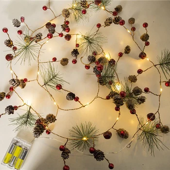 2m 20Leds Kalėdų Apdaila, Varinė Viela, Pušies Kankorėžis Led Šviesos diodų (LED) Styginių Kalėdų Eglutė Navidad Šalies Kalėdų Varpas Apdaila