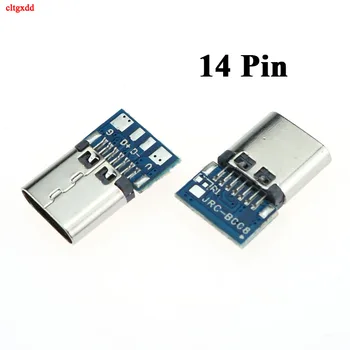 2vnt USB 3.1 C Tipo Jungtis 14 Pin Female Lizdas talpykla Per Skyles PCB 