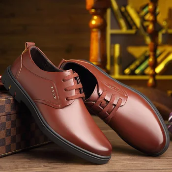 Garsaus prekės ženklo kvėpuojantis dilimui vyriški batai naujų verslo laisvalaikio bateliai minkšti, apačioje minkštos odos, odiniai suvarstomi bateliai vyrai