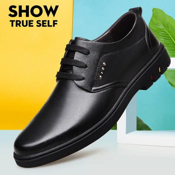 Garsaus prekės ženklo kvėpuojantis dilimui vyriški batai naujų verslo laisvalaikio bateliai minkšti, apačioje minkštos odos, odiniai suvarstomi bateliai vyrai