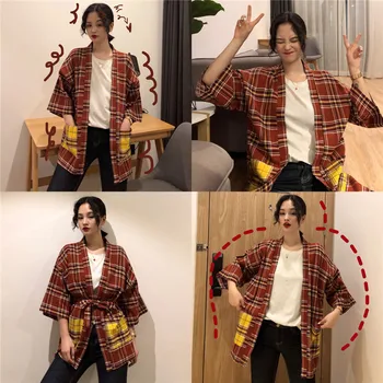 Moterų Harajuku Cardigan Japonų Kimono Azijoje Vasarą Pledas Spausdinti Marškinėliai Topai Atsitiktinis Moteris Kimonos Kawaii Kimono Yukata