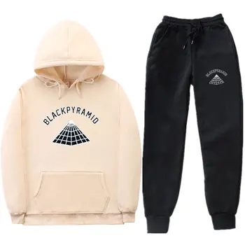 Tracksuit vyrų 2019 juodosios piramidės šviesos abėcėlės ženklų drabužių, keletas berniukų ropa hombre vyrų Hoodie Rinkinys