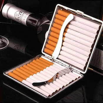 Dovana Vyrams ,Oda, Cigarečių Dėžutės 20 Lazdos cigarų Atveju, Metalo, Odos, Rūkymo Reikmenys Cigarečių lady Sandėliavimo laikykite Dangtelį