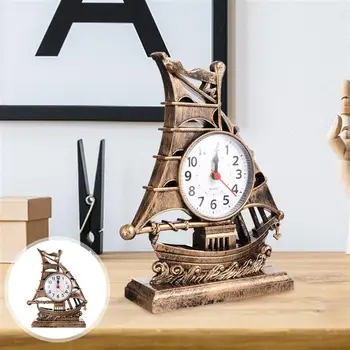Burlaivis Skulptūra Žadintuvas Prabanga Žadintuvas Stalo Rašomojo Stalo Laikrodis Žadintuvas Burlaivis Modelio Laikrodžių Apdaila