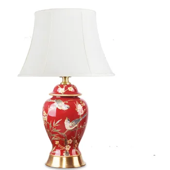 Kinų Stiliaus Keramikos Lempa paukštis gėlių Kambarį Vestuvių Lempa Raudona Creative Vestuvių Miegamojo staliukas, lempa WJ010928