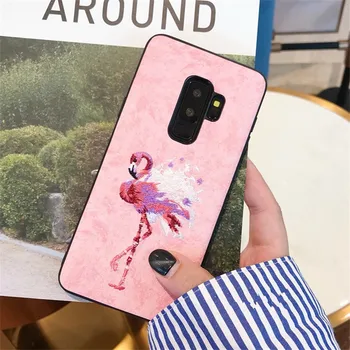 DCHZIUAN Telefono dėklas Samsung Galaxy S8 S8plus S9 S9 Plus PASTABA 8 9 S10 Plus Atveju Siuvinėjimo Flamingo Pink Minkštas Viršelis Coque