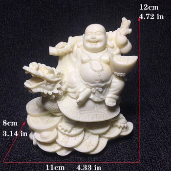 Kinijos Drakonas Vėžlys Laughing Buddha Statula ，budos dekoratyvinis duomenys，namų dekoro priedai， Upscale Patalpų statuette