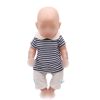 43 cm kūdikių lėlės drabužius naujas gimęs Atsitiktinis dryžuotas kostiumas su baltos kelnės žaislai tinka American 18 colių Mergaičių lėlės f291