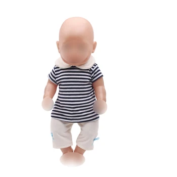43 cm kūdikių lėlės drabužius naujas gimęs Atsitiktinis dryžuotas kostiumas su baltos kelnės žaislai tinka American 18 colių Mergaičių lėlės f291