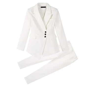 Juoda ir balta mažas kostiumas kostiumas moterims, Naujos moterų Slim ponios temperamentas Pavasario modelių mados dviejų dalių kostiumas moterims