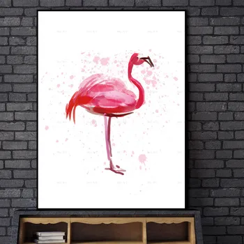 Plakatai, Nuotraukos, Paveikslai Tapyba Sienos Meno Akvarelė Rožinis Flamingas Namų Dekoro Spaudinių Kambarį Iliustracijos