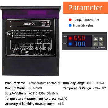 SHT2000 DC24V intelektinių Skaitmeninis Displėjus, Temperatūros LCD Ekranas Drėgmės Reguliatorius Temperatūros, Drėgmės Stebėti