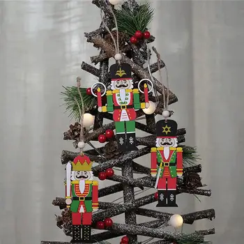 Spalvotų Kalėdų Eglutės Kabantys Papuošalai Animacinių Filmų Kareivis Modelis, Medinio Dekoro Kalėdų Medžio Apdaila Festivalis Kalėdų Dekoro