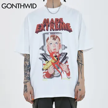 GONTHWID Hip-Hop Tshirts Streetwear Juokingas Vaikas Drugelis Spausdinti Tees Marškinėliai Vyrams Harajuku Hipster Atsitiktinis Palaidų trumpomis Rankovėmis Viršūnes