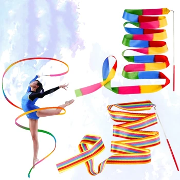 2M Vaikų profesionalus gimnastikos kaspinas žaislas Meno Gimnastikos Baleto Streamer Tvirlingas Stick Lazdele Sporto Mokymo Profesinės