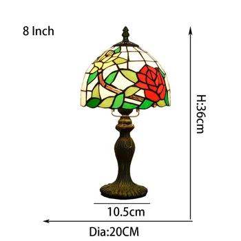 Amerikos Kaimo kūrybos Tiffany spalvos stiklo dviejų spalvų rožių miegamojo lovos apdailos mažas stalo lempa baras žibintas