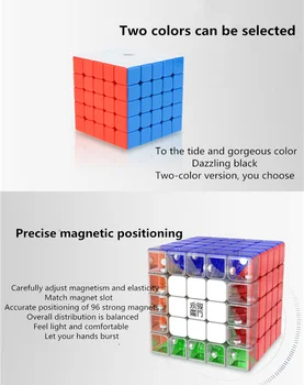 YJ Yusu 4x4x4 Stickerless Magnetinio Cubo Magico 5x5x5 Juoda Profissional Švietimo Kubeliai Mini Streso Atsarginiais Žaidimas Žaislas Berniukams