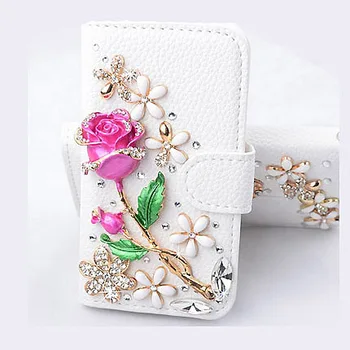 3D Gėlių Diamond Odinis dėklas, Skirtas Samsung Galaxy A50 A30 A20 A40 A70 A8 A6 J8 J6 J4 Plius 2018 Note9 S8 S9 S10 Plius S10e Dangtis