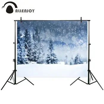 Allenjoy kalėdų fono žiemos sniego pušis Naujųjų metų pobūdžio miškų bokeh fone photocall photophone apdailos rekvizitai