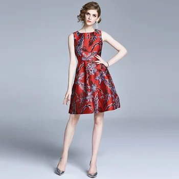 Prekės Ženklo Suknelė 2020 Naujas Vasaros Moterų Suknelės, Plius Dydis Drabužių Europos Stiliaus Aukštos Kokybės Elegantiškas Rankovių Žakardo Drabužiai
