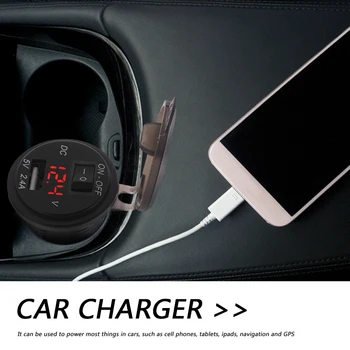 Neperšlampama Automobilių, Sunkvežimių Lizdas USB Įkroviklis LED Maitinimo Kištuko su Voltmeter Lengvai Montavimas Asmeninio Automobilio Elementai