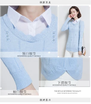 2019 m. pavasarį moterų marškiniai nauji didelio dydžio moteriški marškinėliai apykaklės ilgai sekcija dviejų dalių, žemiausią megztinis megztinis