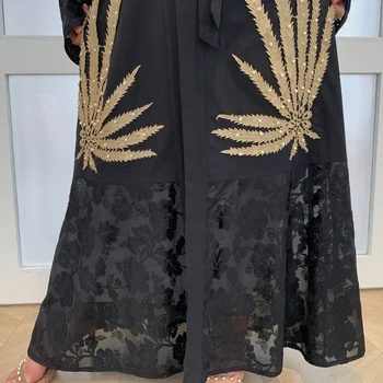 Musulmonų Abaja Duobute Siuvinėjimo Moterų, Prabangos Atidaryti Kimono Arabų Jilbab Kaftan Maxi Skraiste Islamo Dubajus Ramadanas Kratinys Cardigan