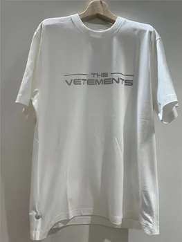 Atspindys VETEMENTS T-Shirt 2021SS Vyrai Moterys Vetements T-shirt VTM Tee Tekstilės Ženklu trumpomis Rankovėmis Viršūnes