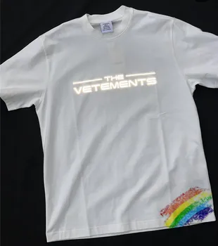 Atspindys VETEMENTS T-Shirt 2021SS Vyrai Moterys Vetements T-shirt VTM Tee Tekstilės Ženklu trumpomis Rankovėmis Viršūnes