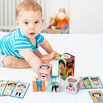 Kūdikių Žaislai, Mediniai 3d Puzzle Kubeliai Blokai Animacinių filmų Intelekto Vaikų Švietimo galvosūkis Vaikams Mokytis Pjūklelis