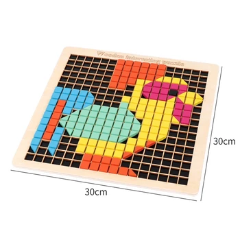 370Pcs Medinės Mozaikos Dėlionė Formos Modelio Blokai su 8 Spalvų Pikselių stalo Žaidimas Kamieninių Žaislai, Dovanos Vaikams
