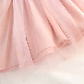 DFXD 2018 m. Vasaros Mergaitės Rankovių Soild Nėrinių Princesė Dress Aukštos Kokybės Kūdikių Mergaitės Gimtadienio Vest Suknelė Vaikai Kostiumas 2-7Y