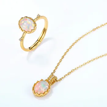 Japonų stiliaus kiaušinių tipas opal geometrinis moterų žiedai 925 sterlingas sidabro 9K AUKSO šviesos shesen rins fine jewelry didmeninės nauja 2020 m.