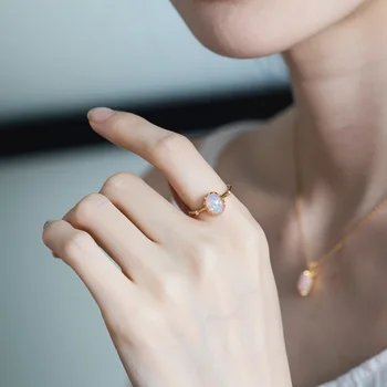Japonų stiliaus kiaušinių tipas opal geometrinis moterų žiedai 925 sterlingas sidabro 9K AUKSO šviesos shesen rins fine jewelry didmeninės nauja 2020 m.