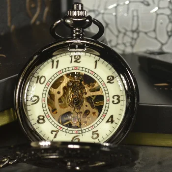 TIEDAN Steampunk Prabangos Antikvariniai Skeletas Mechaninė Kišeninio Laikrodžio Vyrų Grandinės Karoliai Verslo Atsitiktinis Kišenėje & Fob Laikrodžiai